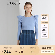 PORTS寶姿 商場同款新品女裝簡約造型袖針織衫顯瘦SL8K407KZE006 多瑙河 S