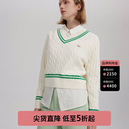 ELAND衣戀糖果色V領(lǐng)針織衫寬松短款套頭學(xué)院風(fēng)撞色毛衣女 象牙白/白色(39)Ivory M