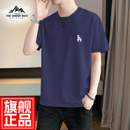 THE URBAN NICE官方品牌純棉t恤男2025春夏款短袖上衣男商務(wù)休閑冰絲棉男士短袖 藏青色 厚款 【寬松落肩大碼款】 4XL 碼【建議170-185】-T恤