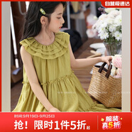 LUSON陳大豬 女童背心裙2025夏季新款娃娃領(lǐng)韓版兒童連衣裙洋氣A字裙子