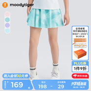 moodytiger【仙女家族】女童短裙柔軟親膚夏季兒童裙子防走光印花運動(dòng)半身裙 謐色藍 130 cm