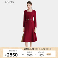PORTS女裝2024早秋新款連衣裙ALT9D037UFQ028 紅色 M (6)