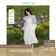 茵曼（INMAN）夏季提花肌理女裝純色吊帶連衣裙顯瘦百搭風(fēng)中長裙子 田園杏 XL