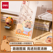 得力（deli）卡皮巴拉套尺15cm 4件套 清晰圖案刻度清晰萌趣圖案開學必備學生文具(棕)(套) 得力BL117