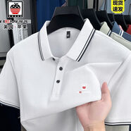 AEMPPE美國(guó)蘋(píng)果全棉男士短袖t恤夏季純棉翻領(lǐng)POLO衫透氣吸汗上衣男 AEPPEM/25837白色 S 165/48
