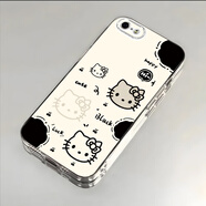 和言蘋(píng)果5s手機殼透明iPhone5s全包防摔軟硅膠高級男女可愛(ài)套外殼kt貓 【膚感升級款+減震防摔】【黑白滿(mǎn)屏kt貓-透明】3 蘋(píng)果5s