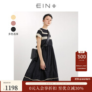 EIN【輕禮服】EIN言小黑裙中長(cháng)款絲棉短袖蕾絲連衣裙女2024夏季新款 小黑裙 L