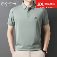 金利來（GOLDLION）t恤男短袖2025新款夏季薄款冰絲透氣寬松半袖男高端商務(wù)休閑體恤 灰綠 M 170/88A 100-125斤