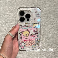 葉余輕松熊凱蒂貓適用蘋(píng)果16Promax手機殼15/14/1311/12/x小眾7/8 白底IMD輕松熊kt貓WL單殼 蘋(píng)果6plus/6splus 通用