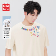 名創(chuàng  )優(yōu)品短袖t恤男重磅純棉體恤青少年設計感潮流夏季男款半袖Z 米白 3XL