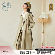 紫涵（ZIHAN）雙排扣中長款風(fēng)衣女H型簡約通勤氣質(zhì)大衣金屬扣 卡其綠-5 XS