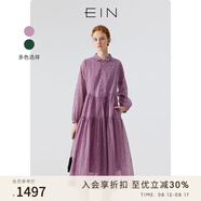 EIN【草木意趣】EIN言多彩金線(xiàn)繡花破縫設計長(cháng)袖連衣裙春秋新款 淡紫 L