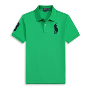 POLO SPORTRL美國(guó)保羅polo衫男士短袖純棉翻領(lǐng)T恤純色寬松刺繡休閑商務(wù)大馬D 果綠色寶藍(lán)標(biāo) S (歐碼偏大)105-130斤