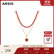 Arsis【明星同款】蛇紋雙層疊鏈虎眼石項(xiàng)鏈紅色吊墜鎖骨鏈送女友禮物 蛇紋鴻運(yùn)雙層疊鏈（瑪瑙）