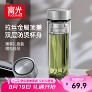 富光尊爵玻璃杯 男女士雙層水杯 高硼硅玻璃 304茶隔杯子泡茶杯300ml