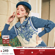 兩三事梵高系列 靜美如秋葉 秋季新款森女風(fēng)后背綁帶花色無(wú)袖毛衣背心女 鳶尾花 S
