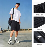 安踏（ANTA）【快干棉】T恤男女同款2025夏季情侶吸濕排汗LOGO寬松休閑短袖t恤 【店長(zhǎng)推薦短褲】基礎(chǔ)黑8310-4 L /男175 女170