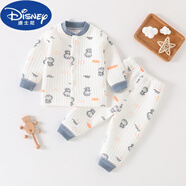 迪士尼（DISNEY）嬰兒童空氣棉兩件套套裝衣服褲子純棉保暖三層夾棉內衣寶寶秋衣 哆啦A夢(mèng)【無(wú)骨/三層保暖】 100 cm【建議24-28斤】