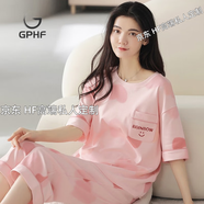 GPHF日本GP睡衣女款夏季2025新款圓領(lǐng)套頭短袖七分褲甜美家居服套裝 YZT79953粉色英文滿鋪愛心 純棉 XL 碼 純棉 建議120-140斤