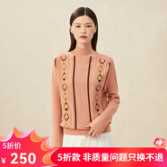 哥弟真的好（GIRDEAR）女裝馬鞍肩高領(lǐng)拼色提花純羊毛針織衫女A301097 粉 XL (5碼)