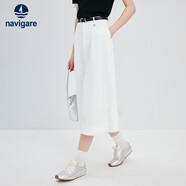 Navigare意大利小帆船女薄款防曬A字裙休閑純色半身裙2312875507 白 L 