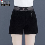 啄木鳥(niǎo)水貂絨短褲女秋冬季新款2025燈芯絨加厚女士外穿冬天配靴褲子 黑色024 2XL