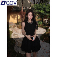 DGOV絕美辣妹收腰連衣裙女裝法式氣質(zhì)感小黑裙生日禮裙 黑色  XL 建議116-130斤內