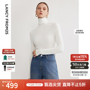 朗姿【王楚然同款】純羊毛高領(lǐng)針織衫春冬內(nèi)搭打底上衣曠野美拉德 白色 XL