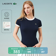 LACOSTE法國(guó)鱷魚女裝25春夏新款拼色純棉修身舒適短袖T恤|TF2432 HHW/藏青色/白色拼色 XL 42