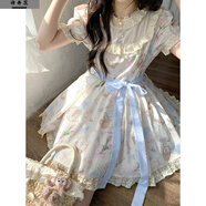 詩(shī)丹蕊日系初夏甜美小清新學(xué)院風(fēng)少女感別致泡泡袖蝴蝶結收腰系帶連衣裙 藍腰帶 均碼 【可備注碼數】