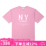 美職棒（MLB）官方 短袖夏季新款復(fù)古字母印花圓領(lǐng)短袖女T恤T七夕節(jié)禮物 紐約洋基隊(duì)/粉紅色/建議拍小一碼 L 175/96A