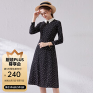 經(jīng)典故事（JANE STORY）經(jīng)典故事襯衫式長袖秋季女2024年新款連衣裙設計感氣質顯瘦雪紡裙 黑底白花 S