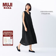 無(wú)印良品（MUJI）女式 棉 漢麻 無(wú)袖連衣裙女裝裙子夏季 連身裙長(cháng)裙 BCD91C5S 黑色 S （155/80A）