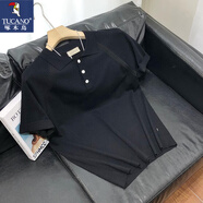 啄木鳥(niǎo)（TUCANO）VIRRI CIAGA~2025年夏季翻領(lǐng)t恤polo衫男士短袖針織衫半袖拼接潮 黑色 M 【建議80-100斤穿】