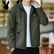 花花公子（PLAYBOY）外套男秋冬季新款韓版潮牌休閑夾克男士時尚潮流保暖百搭上衣男裝 棕色 XL
