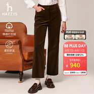 哈吉斯（HAZZYS）女裝 春秋款女休閑褲【PHIZ系列】燈芯絨長褲女ATDSP0BCX05 棕色BW 34 (155/66A 34)