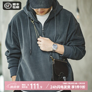 馬登工裝 美式復(fù)古搖粒絨連帽衛(wèi)衣男春季加絨保暖休閑打底衫疊穿外套 深灰色 L