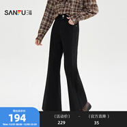 三福（SANFU）牛仔長(cháng)褲2025冬季腰頭兩?？劾妊澞_顯瘦褲子女裝511795 黑色 29