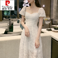皮爾卡丹（pierre cardin）法式初戀系白色連衣裙夏季2025新款茶歇在逃公主裙超仙方領(lǐng)仙女裙 氣質(zhì)白 （高品質(zhì)） S (100斤內(nèi))