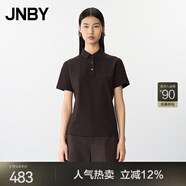 JNBY【商場同款】25夏新品T恤直筒polo領(lǐng)短袖5P4113360 206/深褐 S