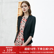 顏域簡(jiǎn)約半袖西裝外套女夏裝新款通勤顯瘦氣質(zhì)職業(yè)短款西服 黑色 S/36