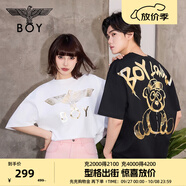 BOY LONDON【范丞丞同款】夏季短袖情侶小熊涂鴉滿印潮牌T恤N01019 黑色 L 此款偏大，建議拍小一碼