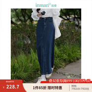 茵曼（INMAN）翻袖設計感牛仔短外套2025秋季女裝新款寬松休閑小個子夾克上衣 深牛仔藍半身裙--18438189 S