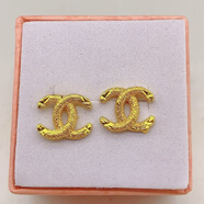 金大福（King tai fook）香港沙金V字母耳釘仿真假黃金韓版ins耳飾久不掉色七夕送女友 款式七