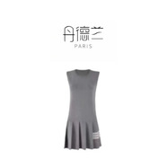 丹德蘭法式復(fù)古灰色高腰無袖連衣裙女秋冬內(nèi)搭打底裙百褶顯瘦a字-2678 灰色 M （105-125斤）