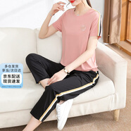 雪夕（XUEXI）時尚媽媽裝夏季休閑運動套裝40-50歲中老年女夏裝短袖兩件套