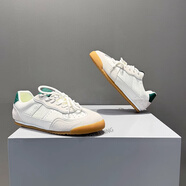 品牌輕奢男鞋2025夏季新款網(wǎng)面透氣時(shí)尚板鞋潮流百搭德訓(xùn)鞋 白綠 【專柜品質(zhì)】 38