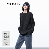 MO&Co.【綿羊毛×牦牛絨】毛衣連衣裙氣質(zhì)高端裙子附裝飾領(lǐng)女 炭黑色 XS 155