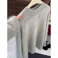 小紅書(shū)爆款歐貨高級感灰色細閃片馬海毛針織衫女秋冬軟糯加厚毛衣 灰色[優(yōu)質(zhì)版] S 均碼