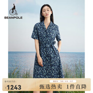 beanpole【度假連衣裙】濱波  春夏女士全棉優(yōu)雅藏青色碎花連衣裙 藏青色 M 165/88A